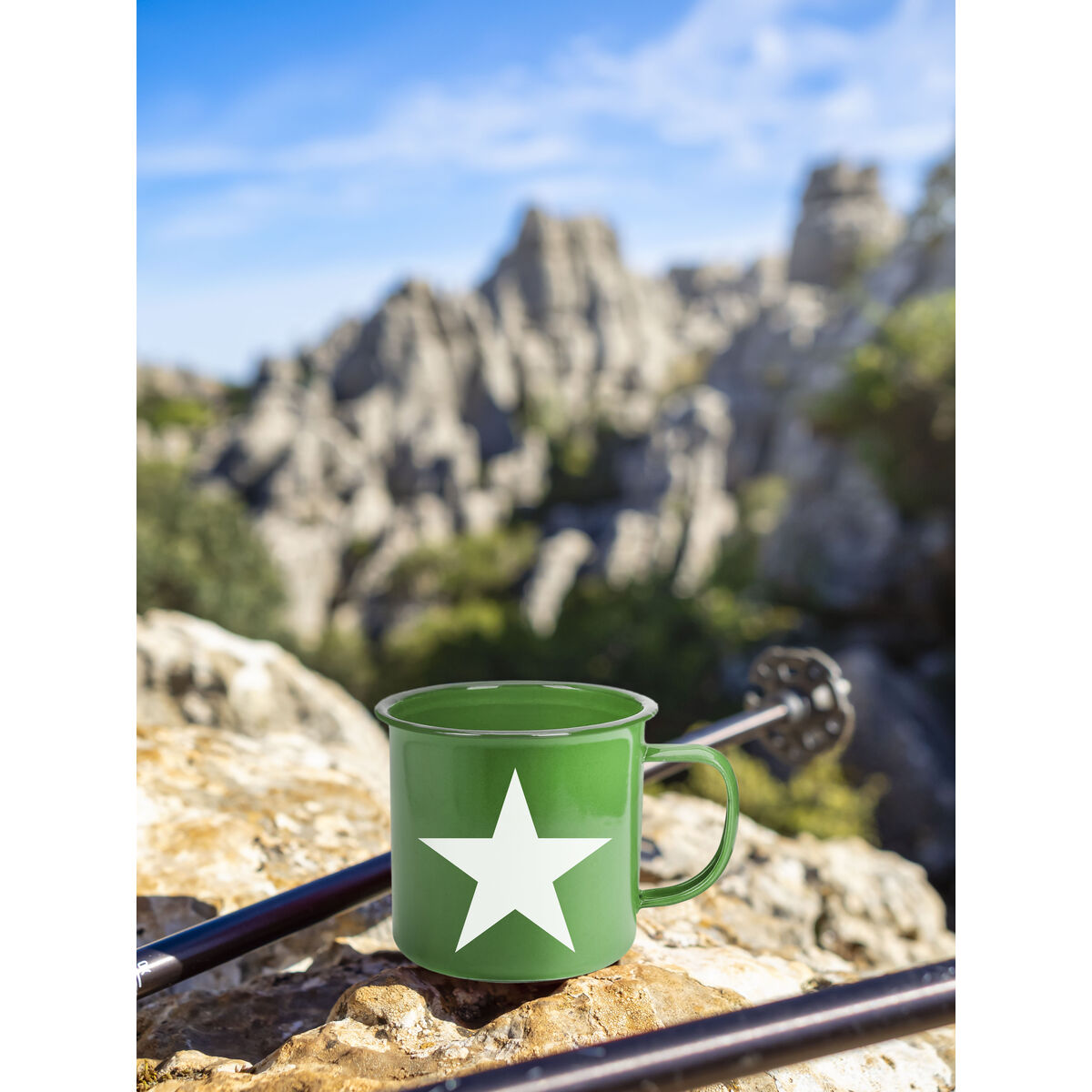 Close-up of a cup of tea or coffee over an out of focus mountain landscape. Concept of hiking S2236236_3